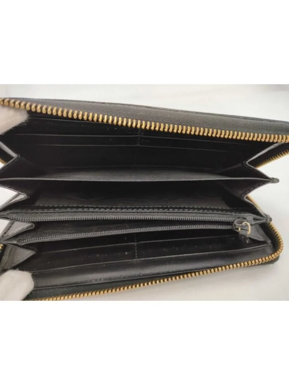 Gucci Wallet Guccissima Black Leather Zip Around Gold - Picture 4 of 7